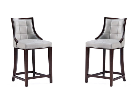 Fifth Avenue Faux Leather Counter Stool in Light Grey (set of 2) - Ornate Home
