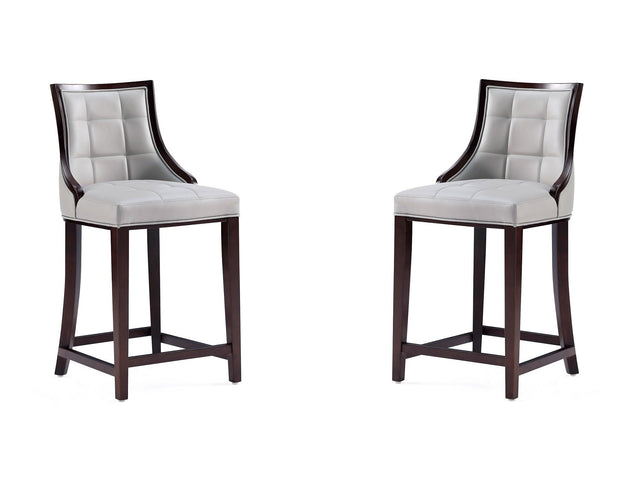 Fifth Avenue Faux Leather Counter Stool in Light Grey (set of 2) - Ornate Home