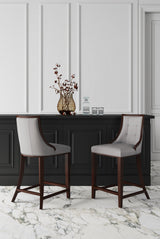 Fifth Avenue Faux Leather Counter Stool in Light Grey (set of 2) - Ornate Home