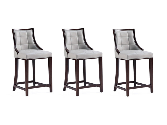 Fifth Avenue Faux Leather Counter Stool in Light Grey (set of 3) - Ornate Home