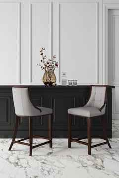 Fifth Avenue Faux Leather Counter Stool in Light Grey (set of 3) - Ornate Home