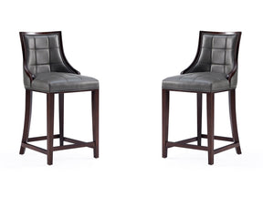 Fifth Avenue Faux Leather Counter Stool in Pebble Grey (set of 2) - Ornate Home