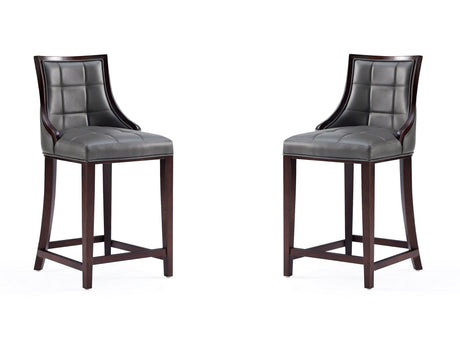 Fifth Avenue Faux Leather Counter Stool in Pebble Grey (set of 2) - Ornate Home