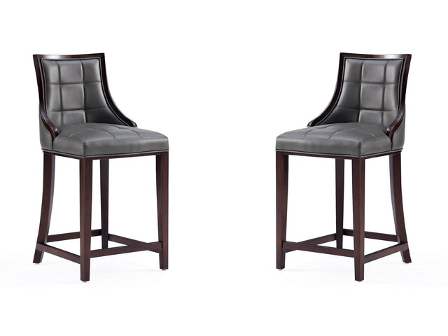 Fifth Avenue Faux Leather Counter Stool in Pebble Grey (set of 2) - Ornate Home
