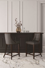 Fifth Avenue Faux Leather Counter Stool in Pebble Grey (set of 2) - Ornate Home