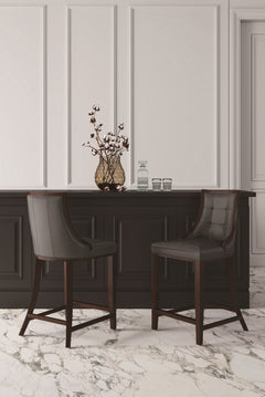 Fifth Avenue Faux Leather Counter Stool in Pebble Grey (set of 3) - Ornate Home