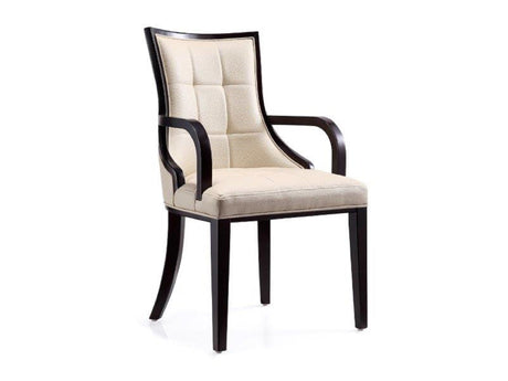 Fifth Avenue Faux Leather Dining Armchair Cream and Walnut - Ornate Home