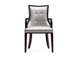 Fifth Avenue Faux Leather Dining Armchair in Silver and Walnut - Ornate Home