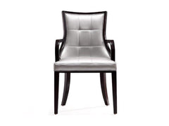 Fifth Avenue Faux Leather Dining Armchair in Silver and Walnut - Ornate Home
