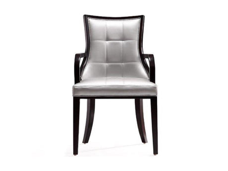 Fifth Avenue Faux Leather Dining Armchair in Silver and Walnut - Ornate Home