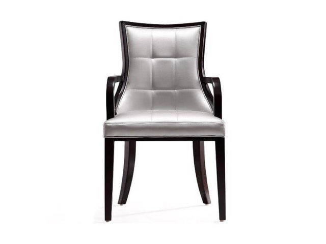 Fifth Avenue Faux Leather Dining Armchair in Silver and Walnut - Ornate Home