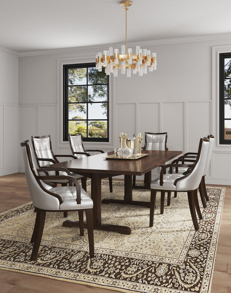 Fifth Avenue Faux Leather Dining Armchair in Silver and Walnut - Ornate Home