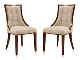 Fifth Avenue Faux Leather Dining Chair (Set of Two) in Cream and Walnut - Ornate Home