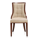 Fifth Avenue Faux Leather Dining Chair (Set of Two) in Cream and Walnut - Ornate Home