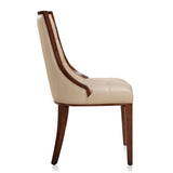 Fifth Avenue Faux Leather Dining Chair (Set of Two) in Cream and Walnut - Ornate Home