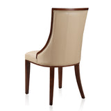 Fifth Avenue Faux Leather Dining Chair (Set of Two) in Cream and Walnut - Ornate Home