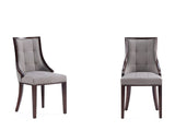 Fifth Avenue Faux Leather Dining Chair (Set of Two) in Grey and Walnut - Ornate Home