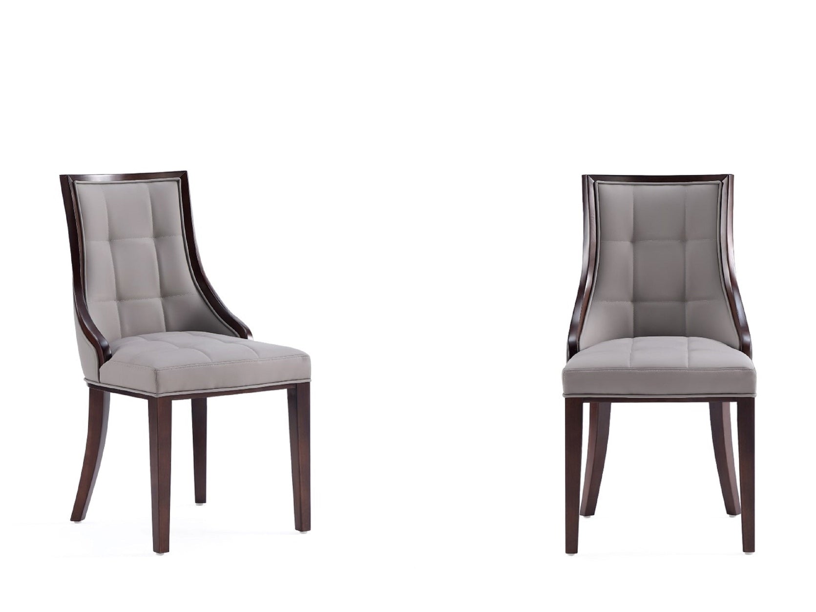 Fifth Avenue Faux Leather Dining Chair (Set of Two) in Grey and Walnut - Ornate Home