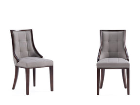 Fifth Avenue Faux Leather Dining Chair (Set of Two) in Grey and Walnut - Ornate Home