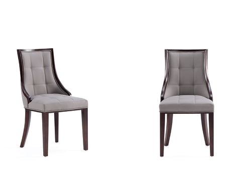 Fifth Avenue Faux Leather Dining Chair (Set of Two) in Grey and Walnut - Ornate Home