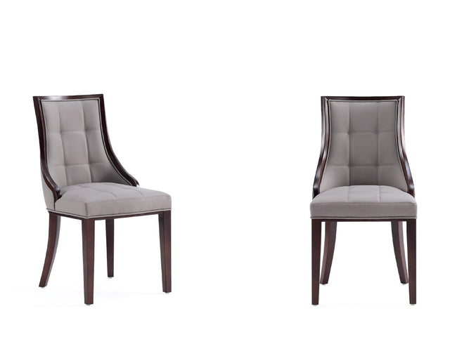 Fifth Avenue Faux Leather Dining Chair (Set of Two) in Grey and Walnut - Ornate Home