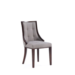 Fifth Avenue Faux Leather Dining Chair (Set of Two) in Grey and Walnut - Ornate Home