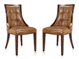 Fifth Avenue Faux Leather Dining Chair (Set of Two) in Saddle and Walnut - Ornate Home