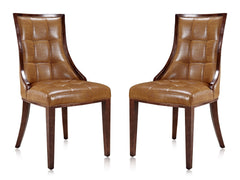 Fifth Avenue Faux Leather Dining Chair (Set of Two) in Saddle and Walnut - Ornate Home