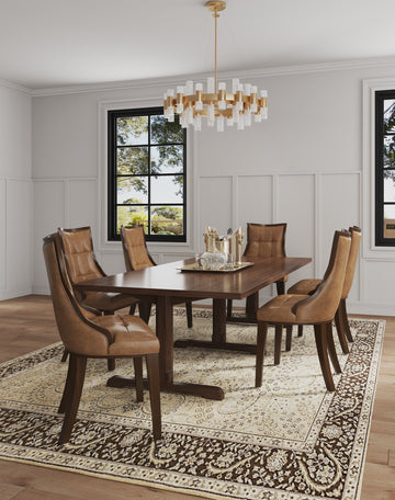 Fifth Avenue Faux Leather Dining Chair (Set of Two) in Saddle and Walnut - Ornate Home