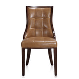 Fifth Avenue Faux Leather Dining Chair (Set of Two) in Saddle and Walnut - Ornate Home