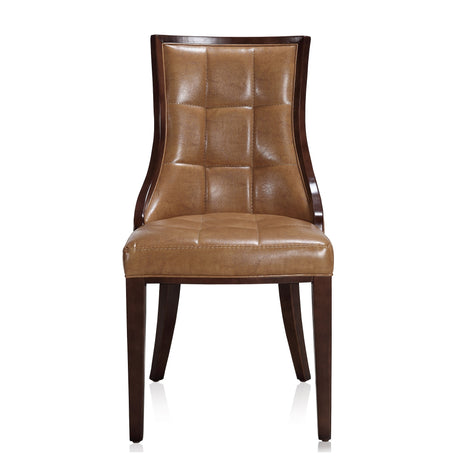 Fifth Avenue Faux Leather Dining Chair (Set of Two) in Saddle and Walnut - Ornate Home