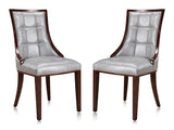 Fifth Avenue Faux Leather Dining Chair (Set of Two) in Silver and Walnut - Ornate Home