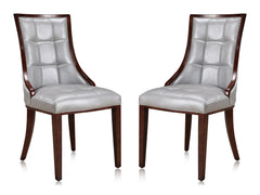 Fifth Avenue Faux Leather Dining Chair (Set of Two) in Silver and Walnut - Ornate Home