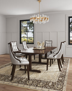 Fifth Avenue Faux Leather Dining Chair (Set of Two) in Silver and Walnut - Ornate Home