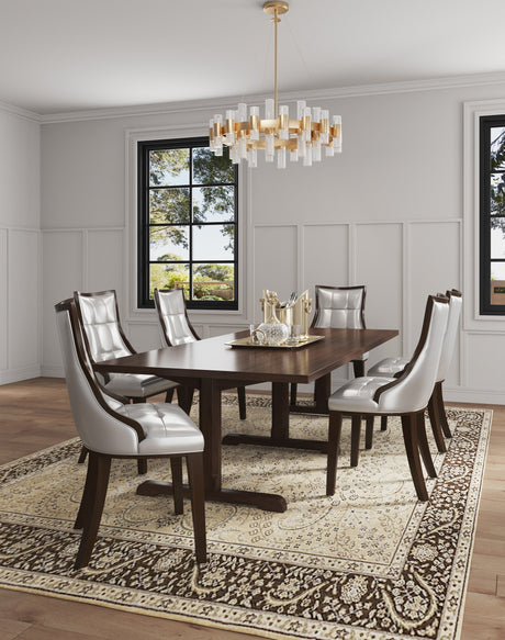 Fifth Avenue Faux Leather Dining Chair (Set of Two) in Silver and Walnut - Ornate Home