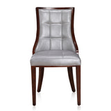 Fifth Avenue Faux Leather Dining Chair (Set of Two) in Silver and Walnut - Ornate Home