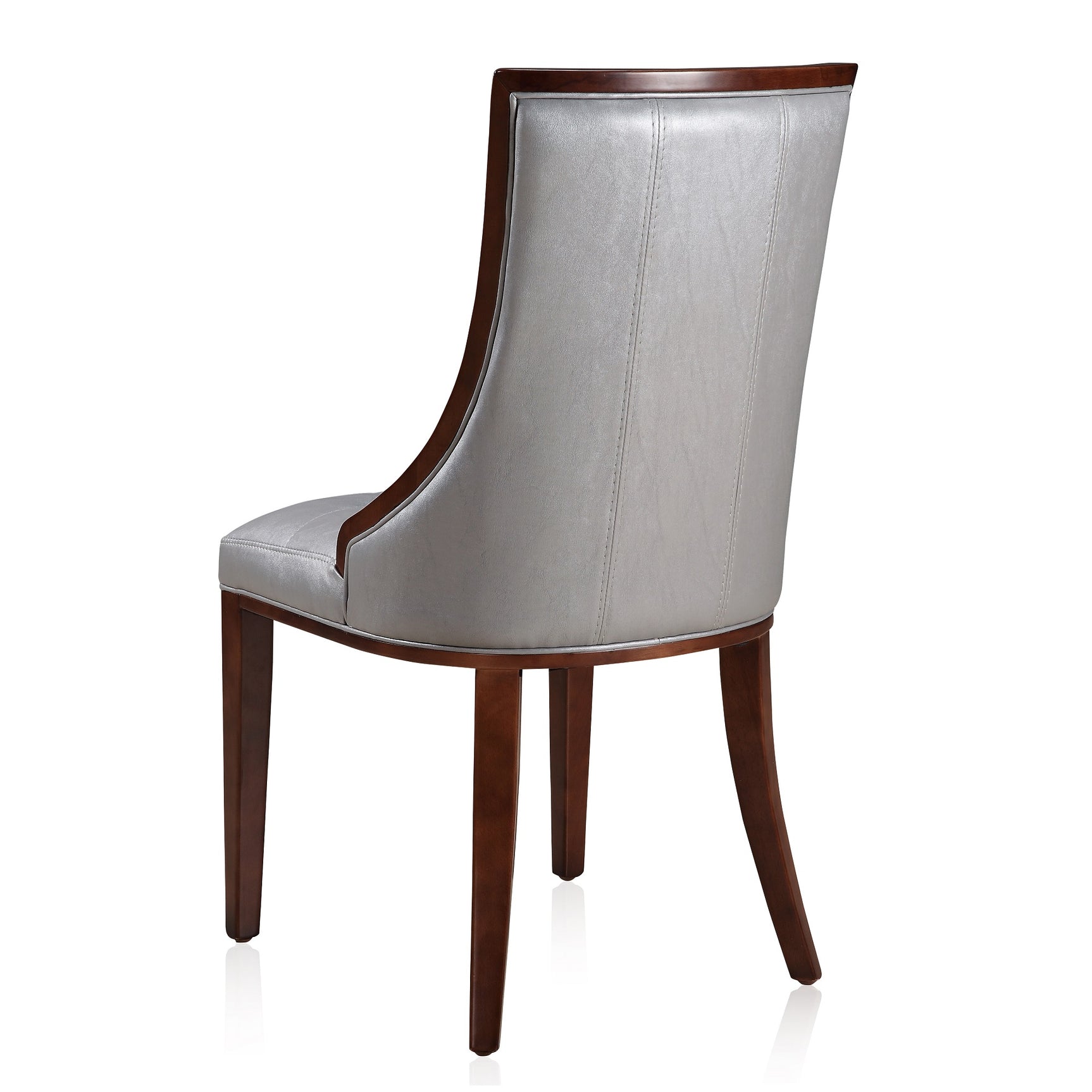 Fifth Avenue Faux Leather Dining Chair (Set of Two) in Silver and Walnut - Ornate Home