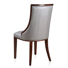 Fifth Avenue Faux Leather Dining Chair (Set of Two) in Silver and Walnut - Ornate Home