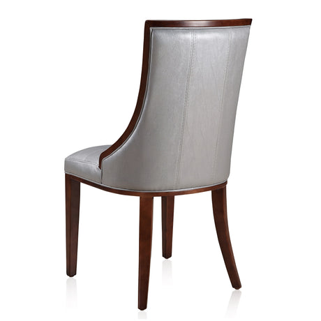 Fifth Avenue Faux Leather Dining Chair (Set of Two) in Silver and Walnut - Ornate Home