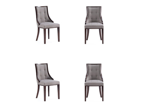 Fifth Avenue Faux Leather Dining Chair in Grey and Walnut (set of 4) - Ornate Home