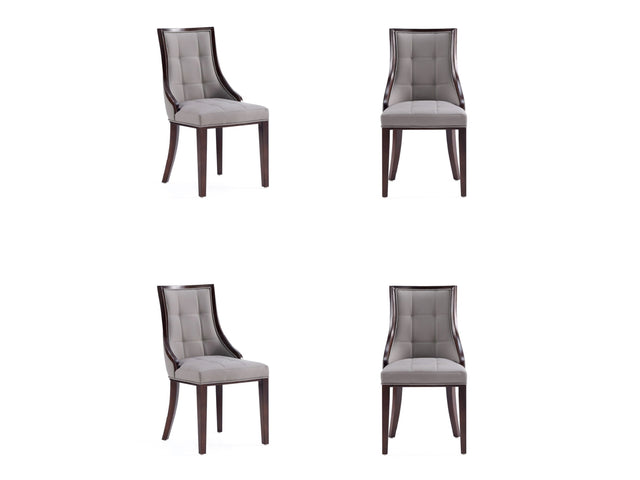 Fifth Avenue Faux Leather Dining Chair in Grey and Walnut (set of 4) - Ornate Home