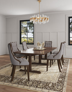 Fifth Avenue Faux Leather Dining Chair in Grey and Walnut (set of 4) - Ornate Home
