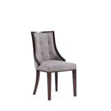 Fifth Avenue Faux Leather Dining Chair in Grey and Walnut (set of 4) - Ornate Home