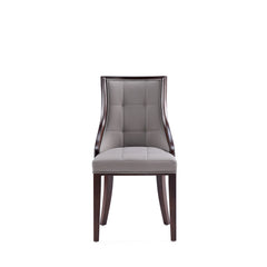 Fifth Avenue Faux Leather Dining Chair in Grey and Walnut (set of 4) - Ornate Home