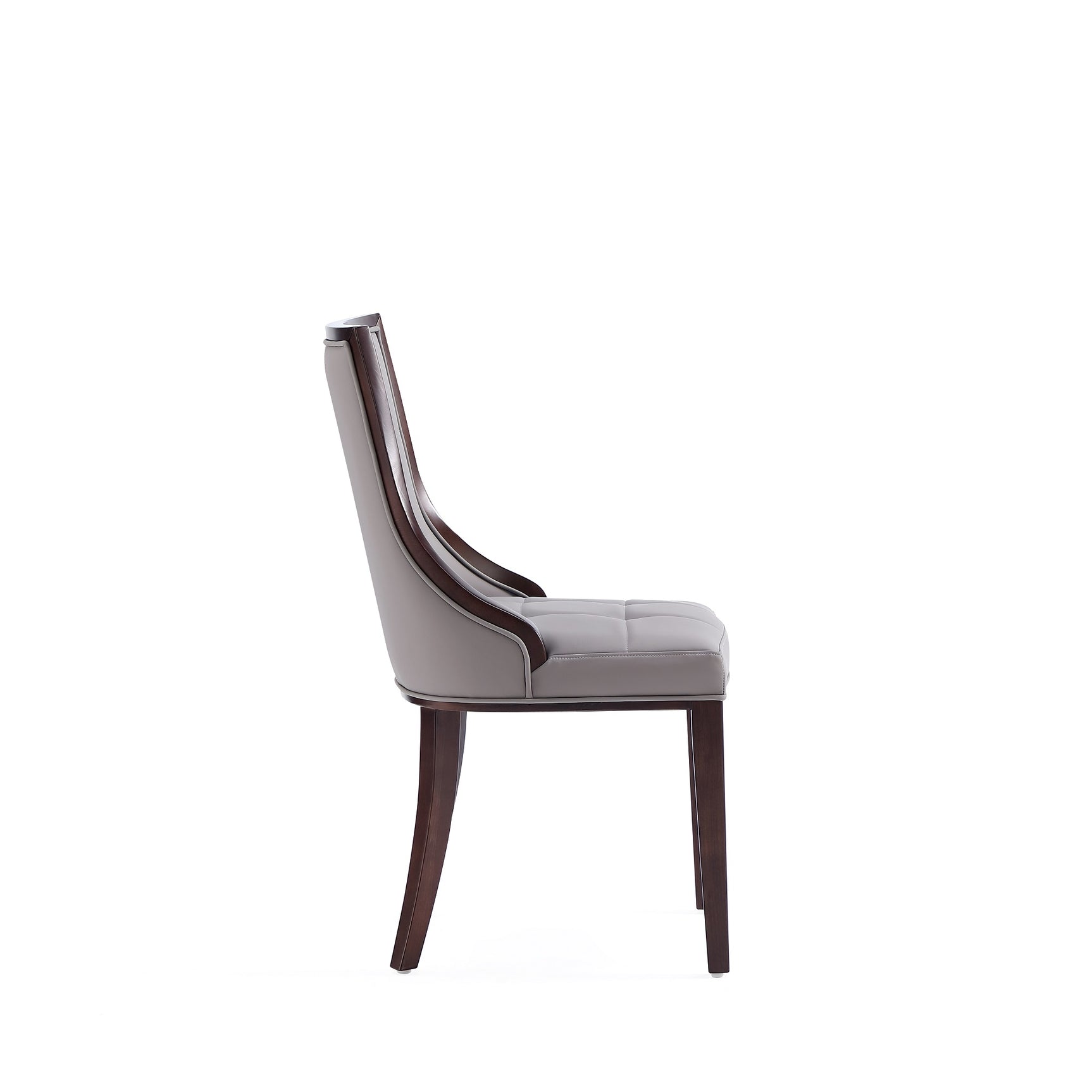 Fifth Avenue Faux Leather Dining Chair in Grey and Walnut (set of 4) - Ornate Home