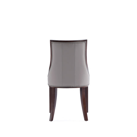 Fifth Avenue Faux Leather Dining Chair in Grey and Walnut (set of 4) - Ornate Home