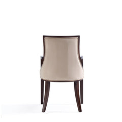 Fifth Avenue Faux Leather and Velvet Dining Armchair in Tan and Walnut (set of 2) - Ornate Home