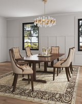 Fifth Avenue Faux Leather and Velvet Dining Chair (Set of Two) in Tan and Walnut - Ornate Home