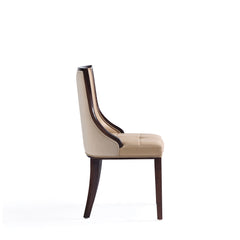 Fifth Avenue Faux Leather and Velvet Dining Chair (Set of Two) in Tan and Walnut - Ornate Home