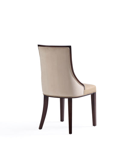 Fifth Avenue Faux Leather and Velvet Dining Chair (Set of Two) in Tan and Walnut - Ornate Home